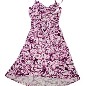 NWT Ann Taylor white/violet/purple Floral drape neck women's casual Dress Size M